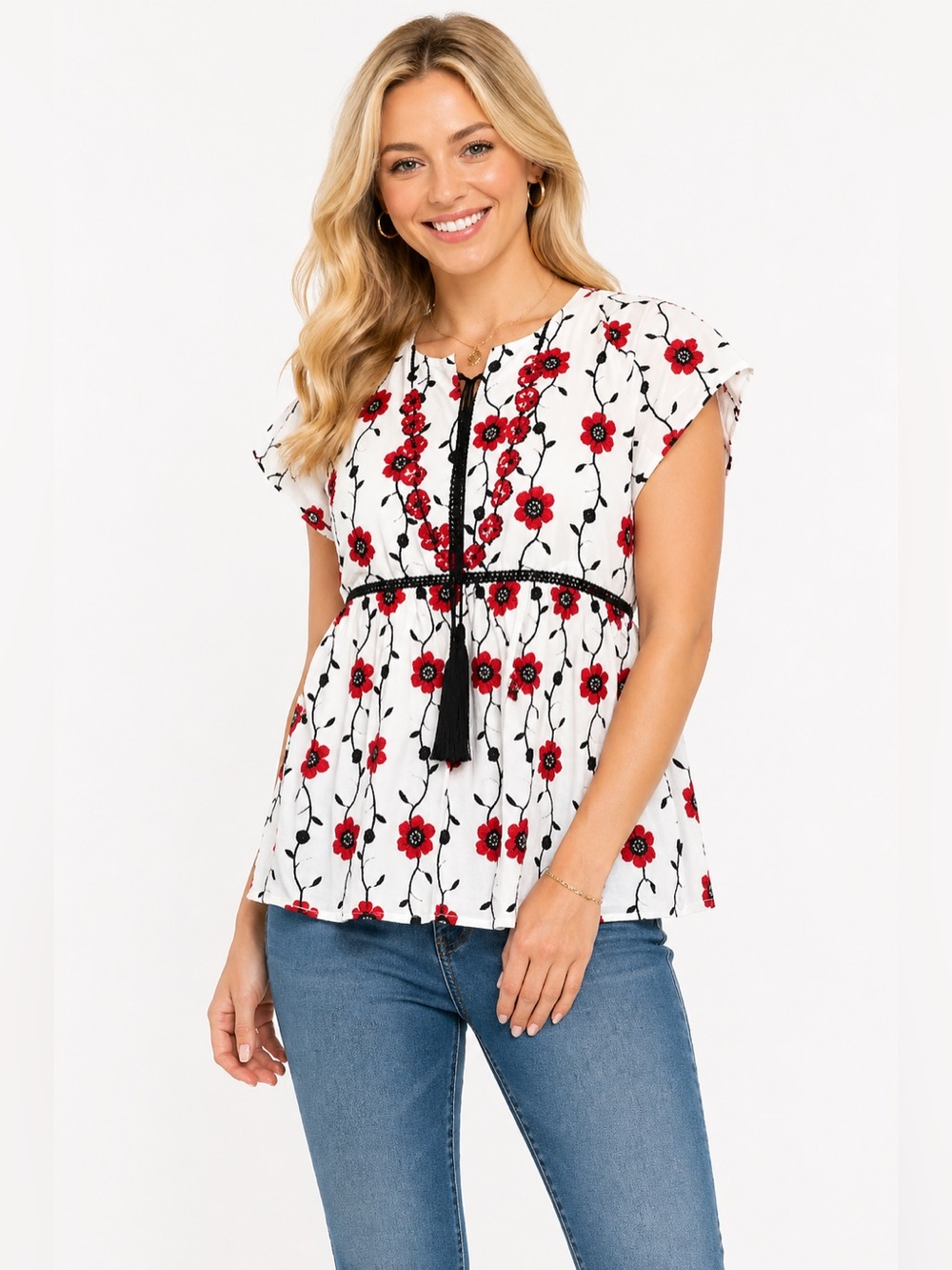 EUC See & Be Seen Size Small Floral Embroidered Women's Top